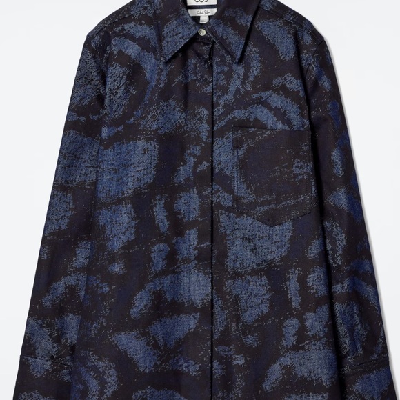 EUC! COS/Chris Perani Dark Blue Textured Denim Jacket, Size 10 - Picture 2 of 6